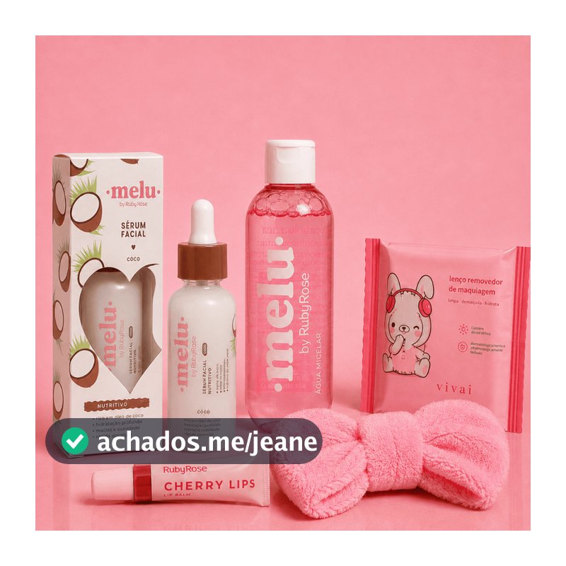 Kit Skincare Ruby Rose Melu + Faixa + Lenço Removedor | Completo, Compacto e Ideal para Bolsa