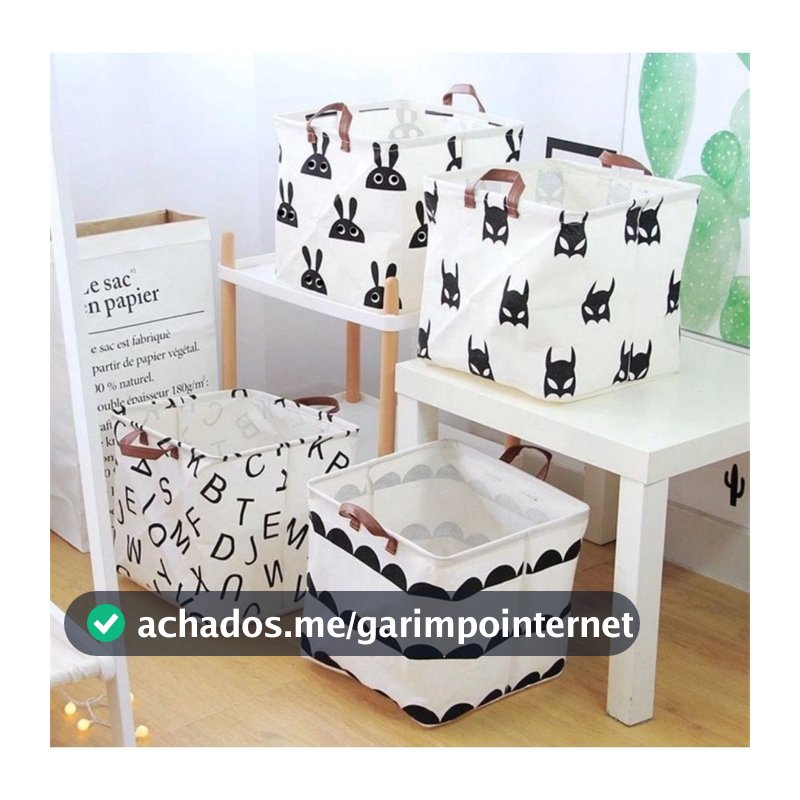 Cesto Organizador Multiuso Dobrável Roupa Brinquedo Tecido 30 x 30 x 30