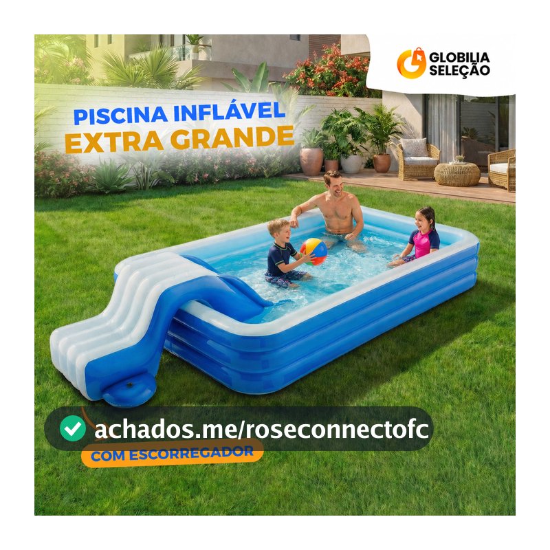 🔥1200L Piscina Infantil Inflável Playground 290cm x172cm Parque Aquatico Inflável Piscina Grande com Escorregador