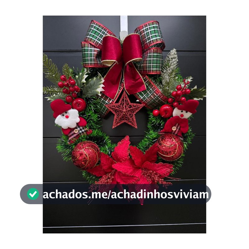 Guirlanda de natal papai noel decoração natalina 40cm