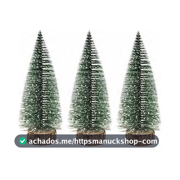 3 Mini Árvore De Mesa Nevada Ou Dourada Enfeite Decoração Festa Natal