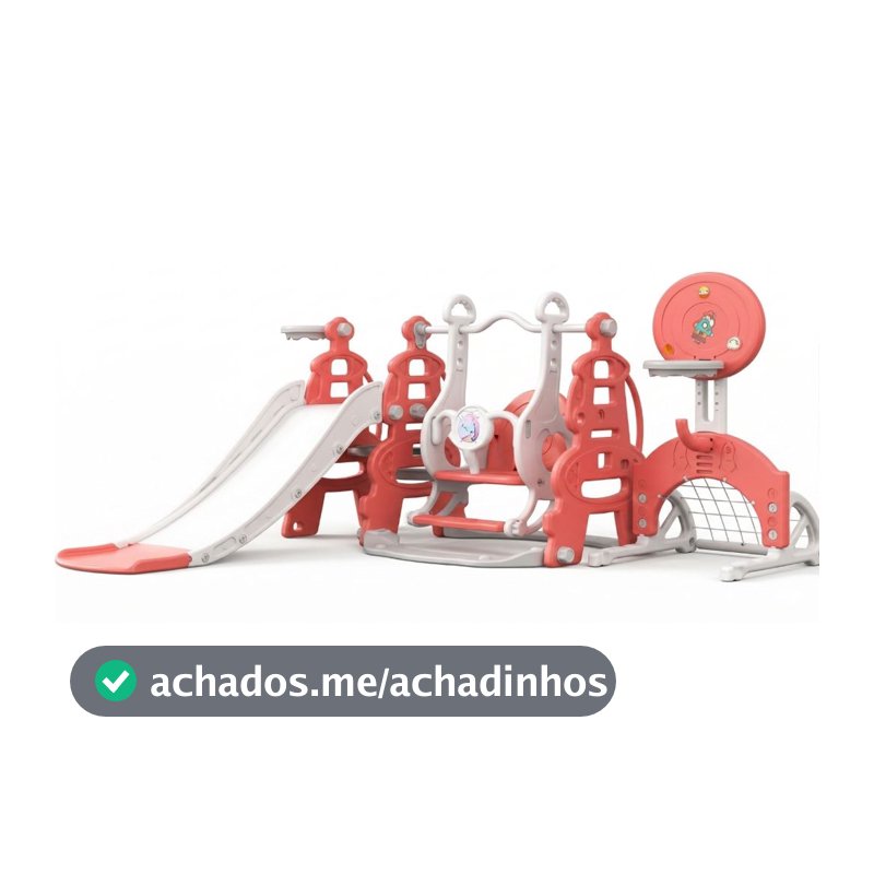 Playground Infantil Brinquedo Multifunções 6x1 Escorregador com Balanço Cesta de Basquete e Gol