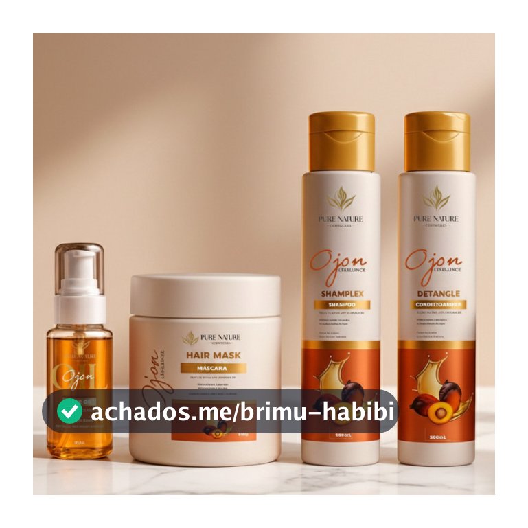 Kit Capilar Completo Com Oleo Ojon Pro e Vitamina B5 Pure Nature Cabelos Sedosos Hidratados e Com Brilho