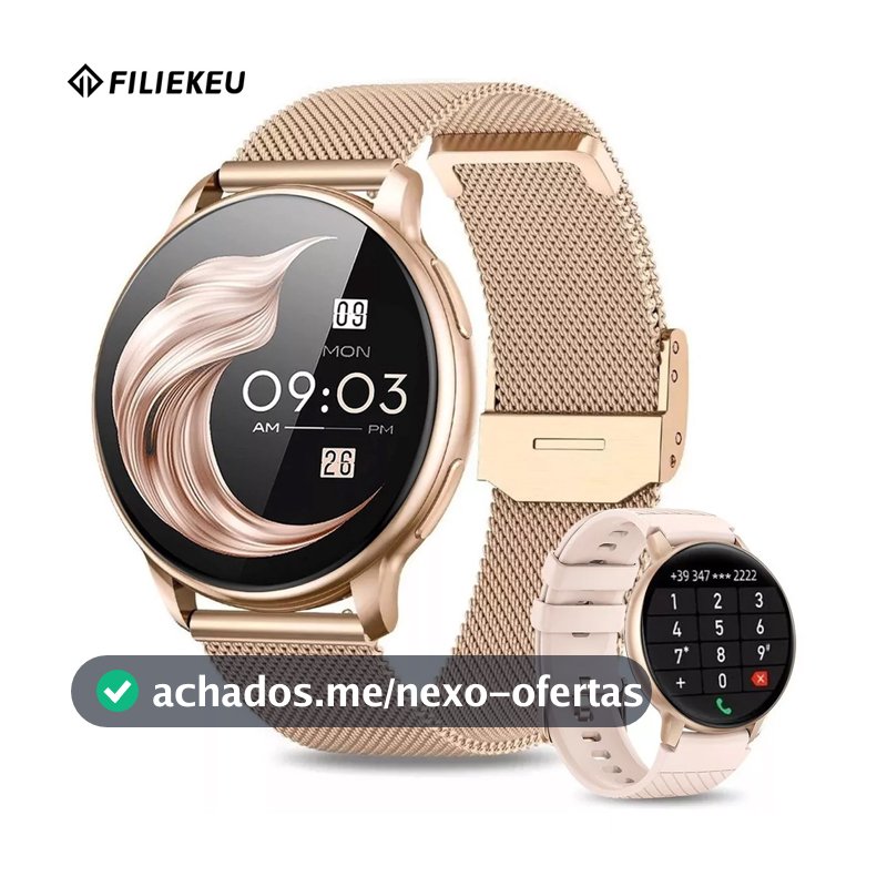 FILIEKEU Smartwatch Chamada Bluetooth à prova d'água Esportes relógio inteligente feminino