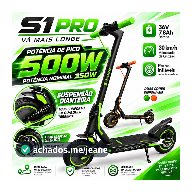 Egazza 500W 8.5" Patinete Elétrico Adulto S1 Pro Bateria 36V 7,8Ah Autonomia 30km Dobrável