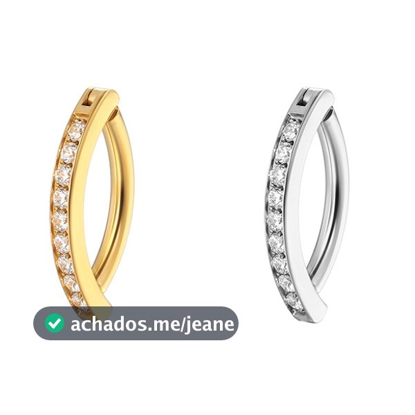 Piercing Argola Compatível Com Umbigo Aço Cirúgico Pvd Clik 1 Fileira Zircônia Piercing de Umbigo Argola