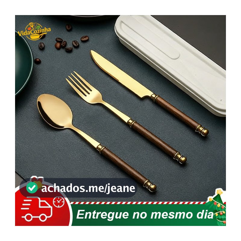 Jogo de talheres talher Aço Inox Cozinha Garfo colher faca ouro talheres