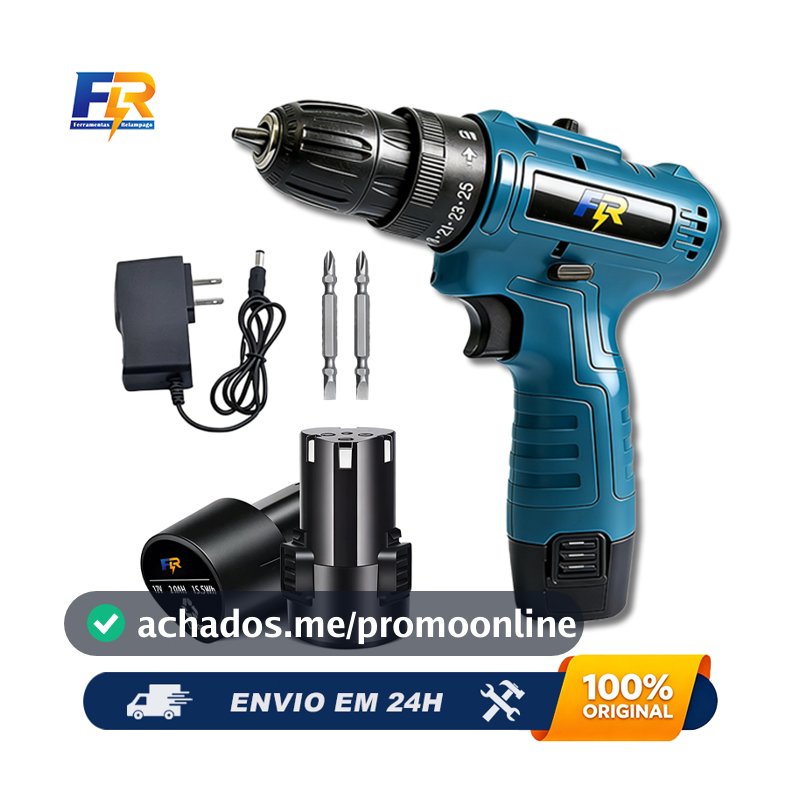 Furadeira Parafusadeira 12V 3/8" Sem Fio 2 Funções 2 Baterias + Carregador Bivolt Profissional