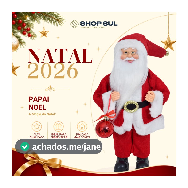 Papai Noel Decorativo em Tecido 30cm Decoração de Natal Shopsul