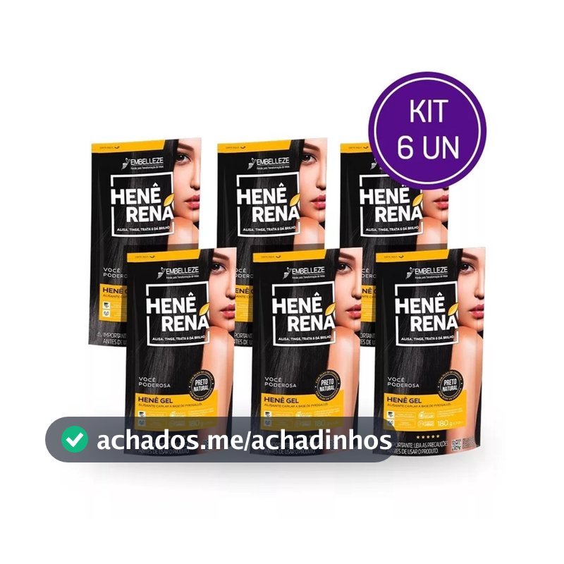 KIT 6 HENÊ RENÁ PRETO NATURAL