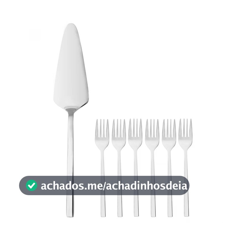 Conjunto 7 Peças Wolff Firenze Aço Inox Espátula de Bolo e 6 Garfos Sobremesa para Servir Doces Tortas Festas Mesa Posta
