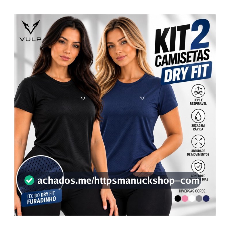 Kit 2 Camisetas Dry Fit Feminina Respirável Confortável Ideal para Treinos Academia