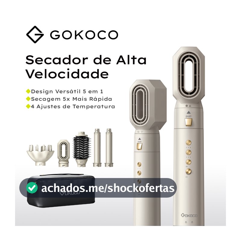 GOKOCO Escova Secadora 5 Em 1 Conjunto De Secador De Cabelo Multifuncional De Alta Velocidade Dupla voltagem 110V-240V