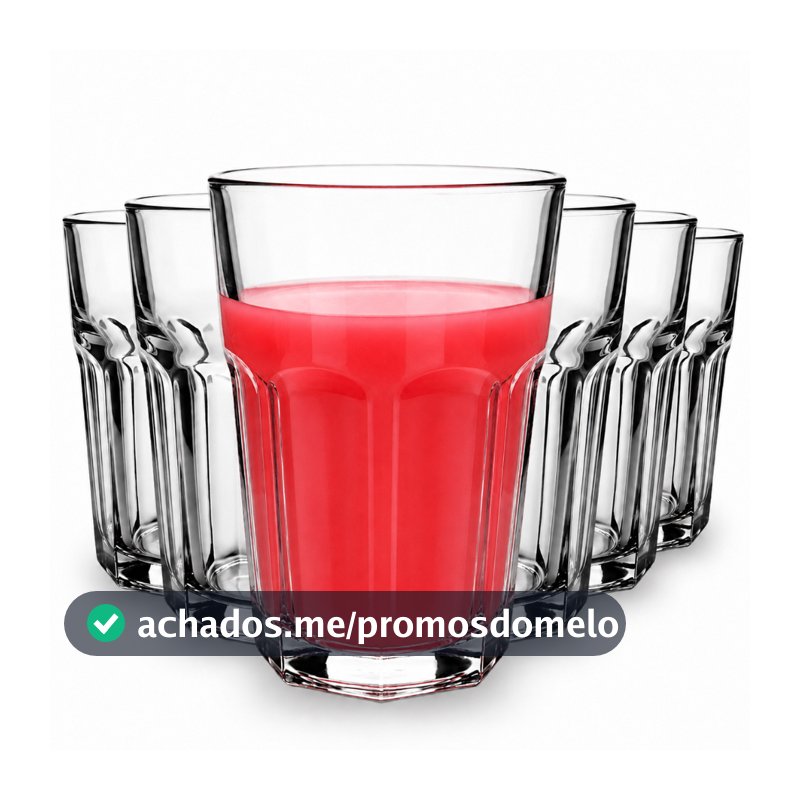 Jogo Até 12 Copos 360ml Em Vidro Ideal Para Água Suco Drinks e Refrigerante