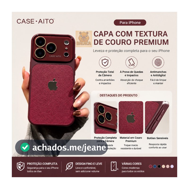 Textura de couro requintada adequada para capinha iPhone 18/17 16 15 14 13 proMax lente de cristal logoLuxo HD De Câmera