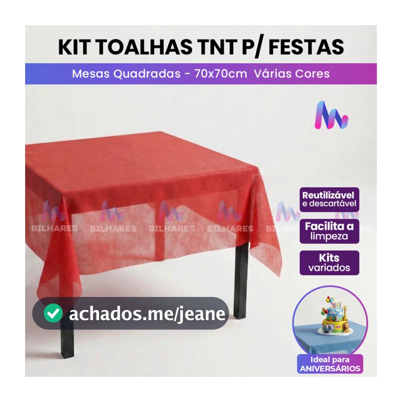 Toalha TNT 70x70 Mesa de Festa Infantil - Descartável para Aniversário Buffet Eventos com 5 10 15 20 Uni Vermelho Azul