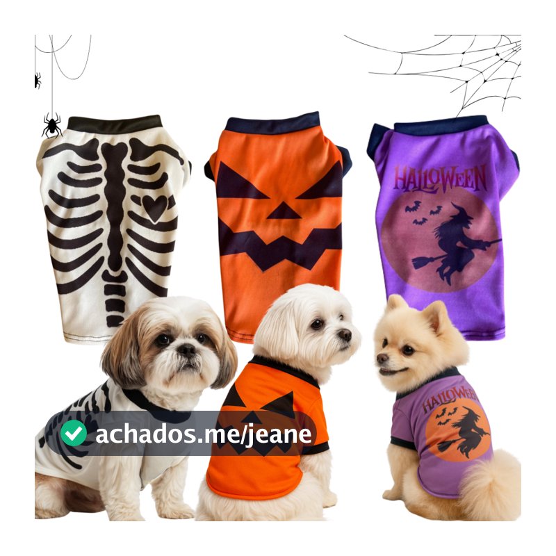 Fantasia de Halloween para Pets, Abóbora, Esqueleto e Bruxa, Roupinha para Cachorros e Gatos, dia das Bruxas