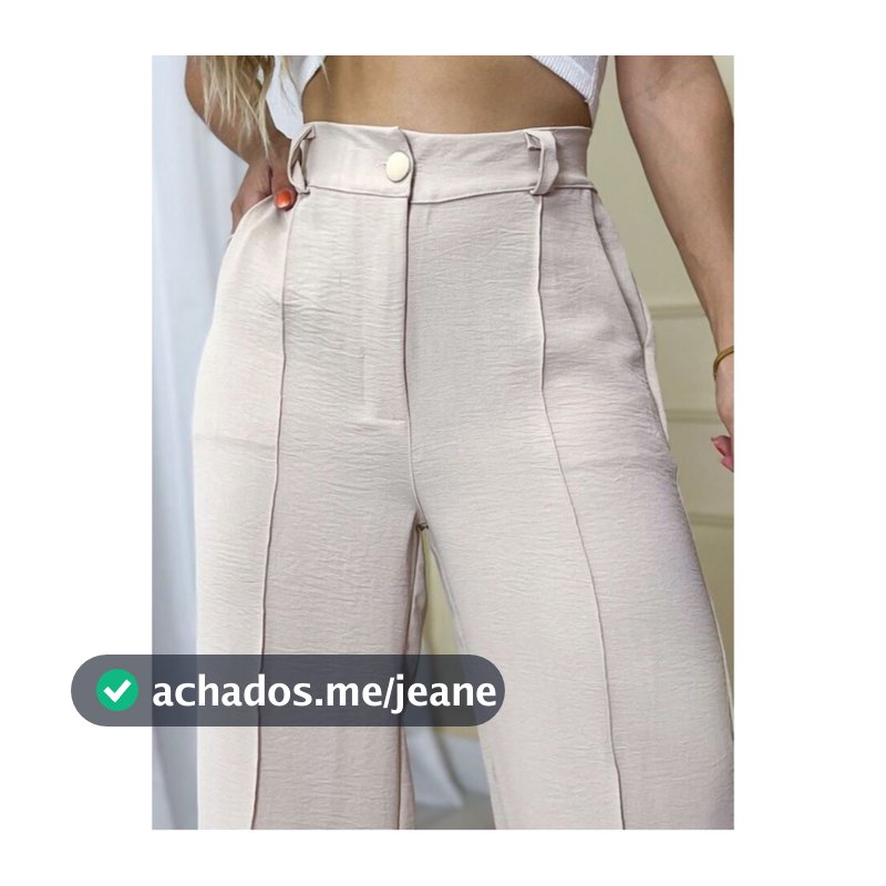 Calça Pantalona Leg TENDENCIA Feminina Duna com botão E Ziper