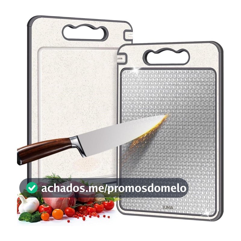 LUMAI Tábua de Corte Cortar Carne Cozinha Antibacteriana Higiênica Premium em Aço Inox 304 Legitimo
