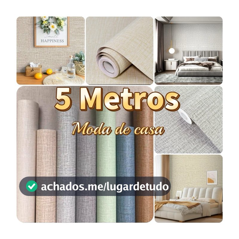 Papel de Parede Modelo Linho 5  METROS x 45CM Adesivo Autocolante para Sala, Quarto