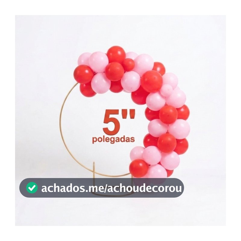 50 unidades Balões - P/ Mini Arco Bexigas N°5 polegadas Vermelho e Rosa Claro