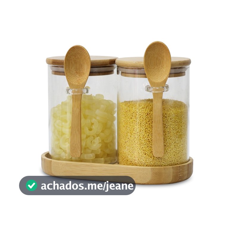Lumai Pote Vidro Hermético Tampa Bambu 550ml Café Açúcar Tempero Kit 2 3 Potes Colher Bandeja