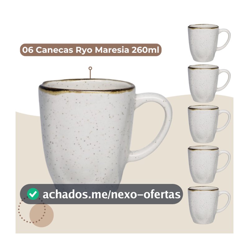 Jogo 6 Canecas Café Chá Ryo Maresia 260ml Oxford Porcelanas