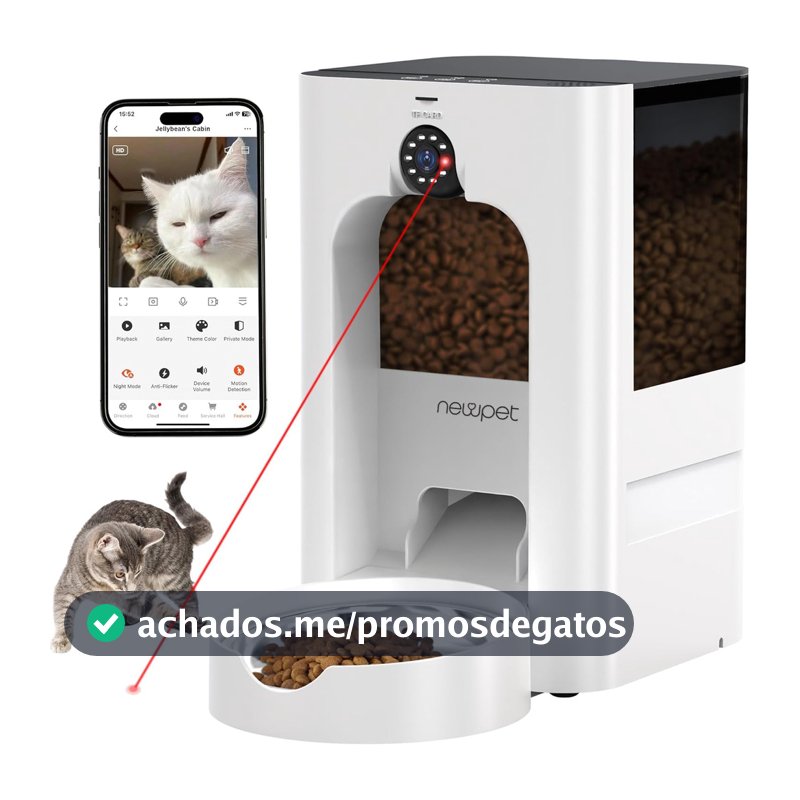 Newpet Alimentador Automático Pet Para Cães E Gatos Câmera Wi-fi Aplicativo 5l