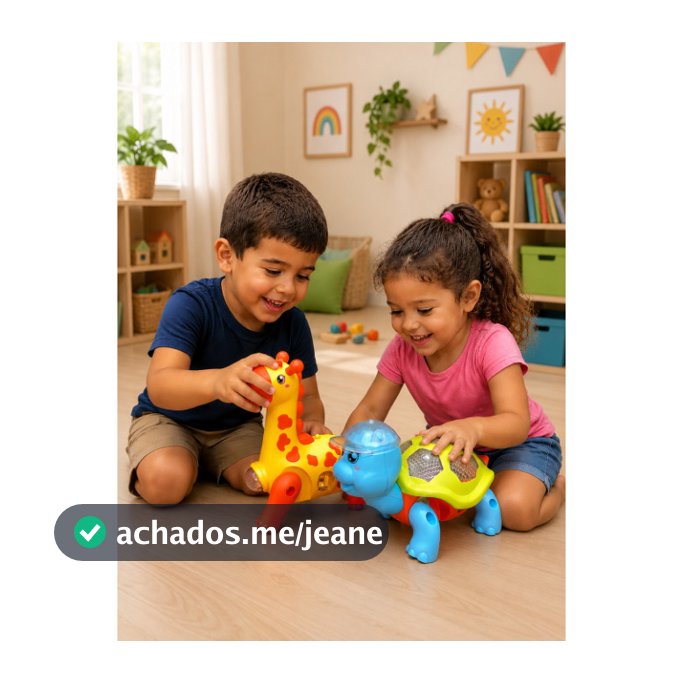 Kit Brinquedo Tartaruga + Girafa Dançarina Musical Brinquedo Infantil Interativo Sensorial Som e Luz - Envio Imediato