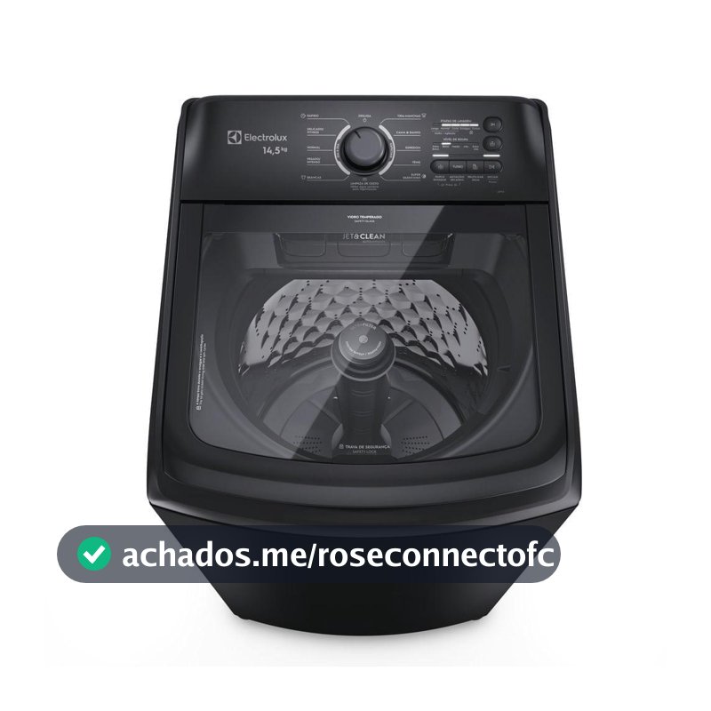 Máquina de Lavar Electrolux 14,5kg Preta Efficient Cesto Inox, Jet&Clean e Filtro Fiapos (LEP15)