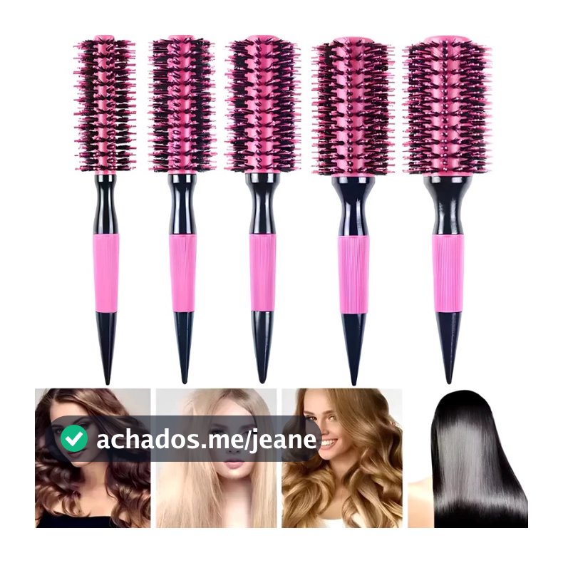 Escova Térmica de Cabelo com Cerdas de Javali – Secagem Rápida e Modelagem Profissional
