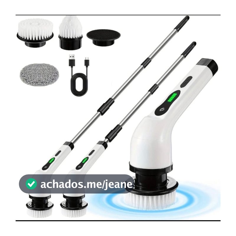 Escova De Limpeza Elétrica 5 em 1 Recarregável USB Limpador Ajustável Multiuso Banheiro e Cozinha