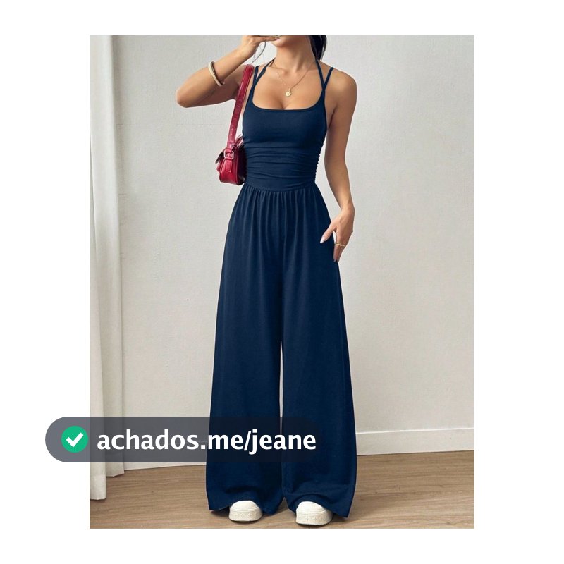 Macacão Feminino Longo Elegante Pantalona Drapeado Look Dia Dia Moderno Tendência