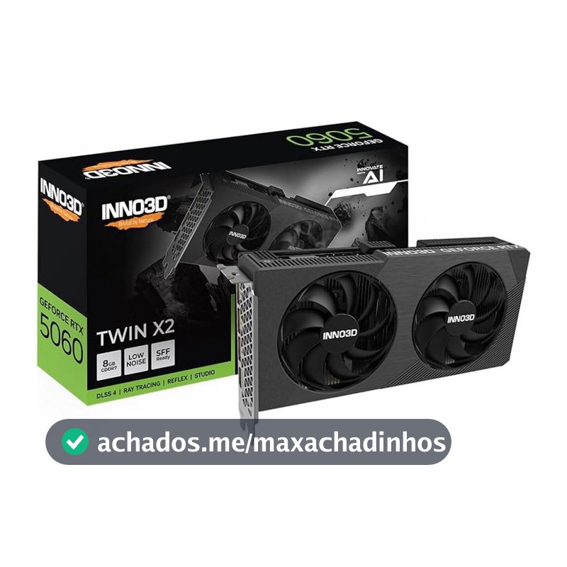 Placa de Vídeo NVIDIA GeForce INNO3D RTX5060 Twin X2 8Gb 128Bits Gddr7 N50602-08D7-195071N