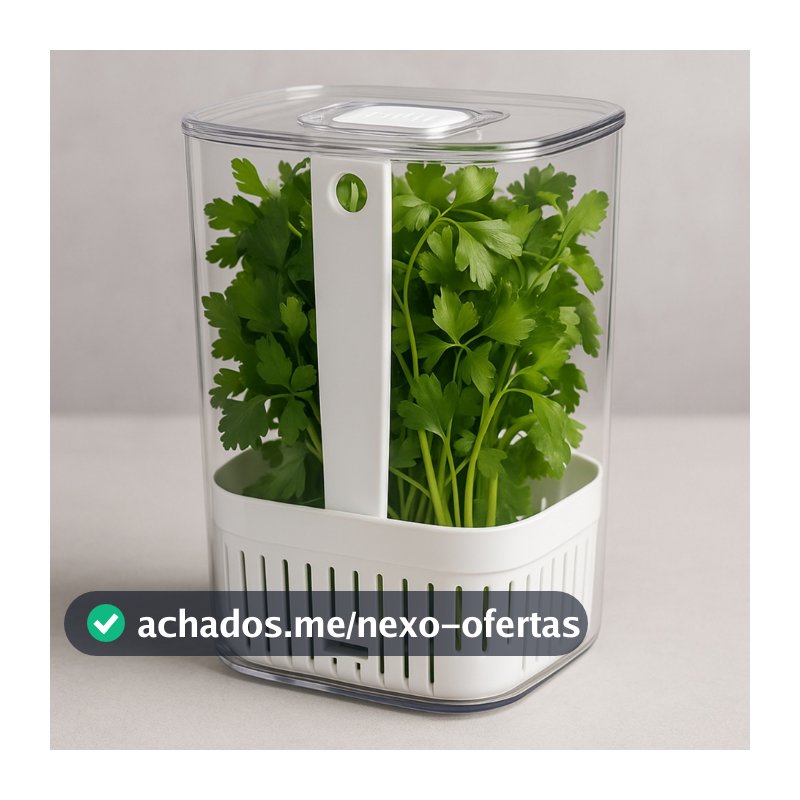 Pote Organizador De Temperos Verduras Geladeira 2,3L Com Escorredor Coentro Salsinha Manjericão OU