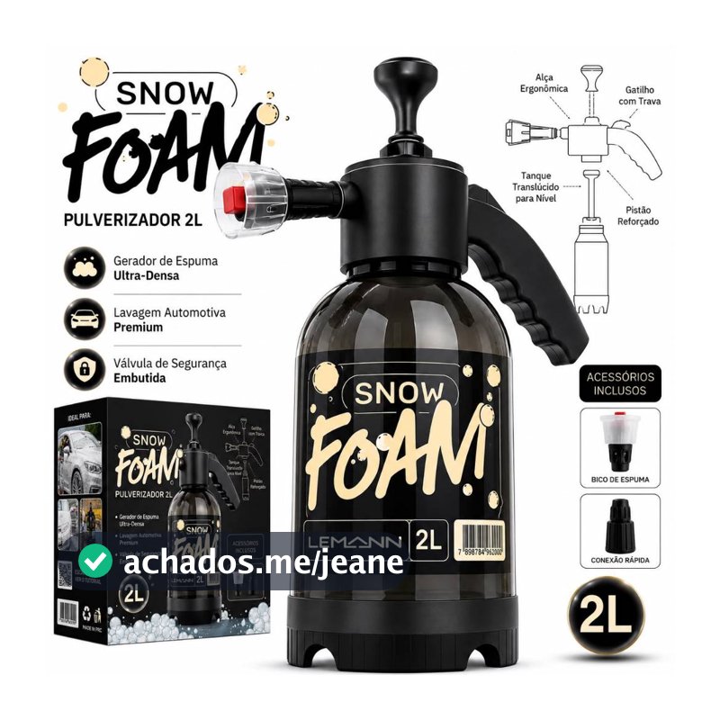 Snow Foam Pulverizador Manual Borrifador Alta Pressão 2 Litros Com 2 Bicos Espuma Automotivo Lavagem Carro Moto Limpeza