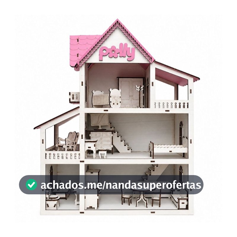 Kit Casinha de Boneca + 19 Miniatura Moveis com Parquinho em mdf Casa de Boneca Pequenas