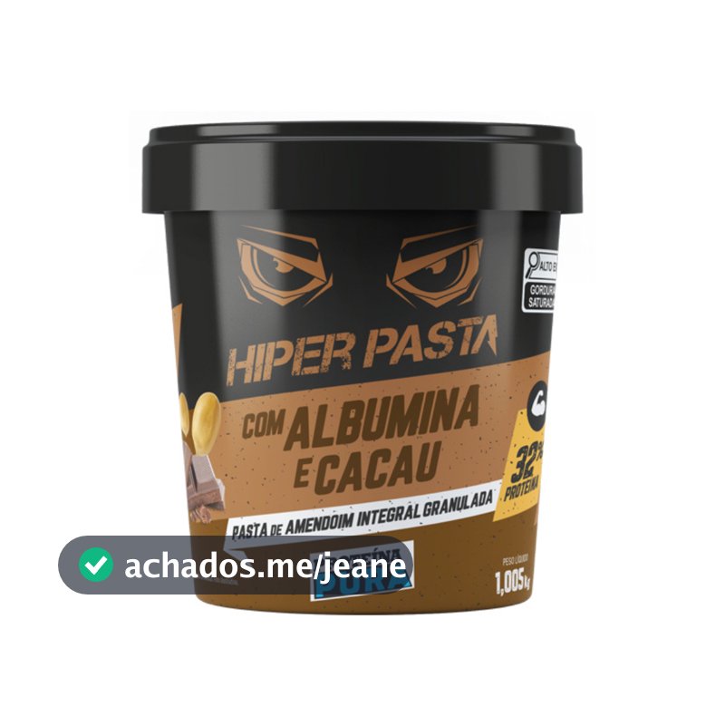 Hiper pasta de amendoim com albumina e cacau 1,005kg integral granulada Proteína Pura