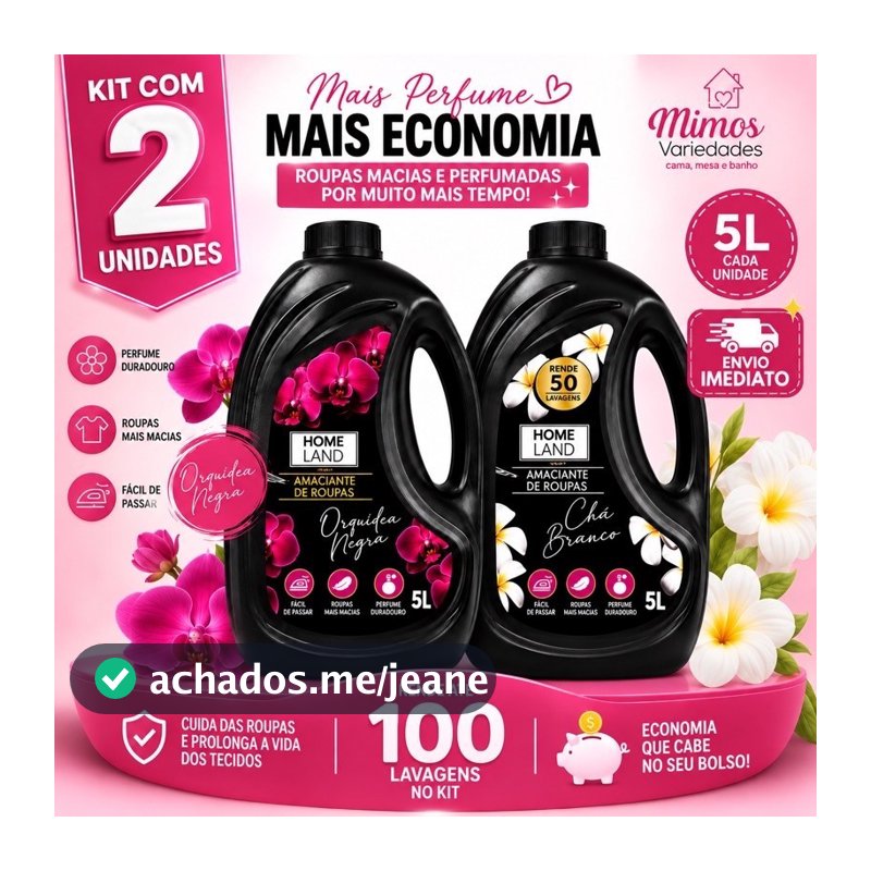 AMACIANTE DE ROUPAS LIQUIDO 5 LITROS PERFUME DURADOURO, FÁCIL DE PASSAR E ROUPAS MACIAS