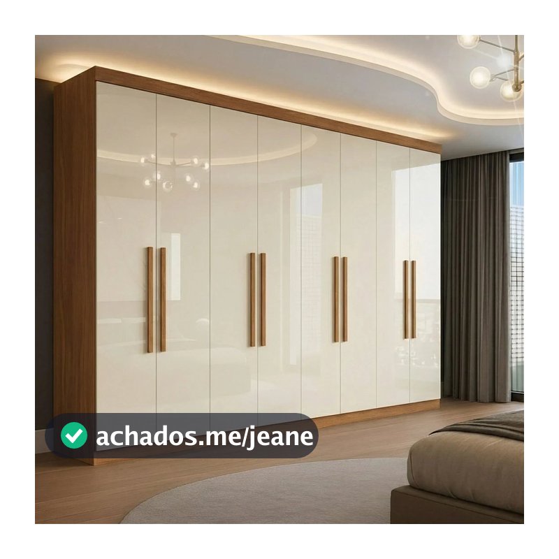 Guarda Roupa Casal 8 Portas 4 Gavetas Paris Espresso Móveis Off White/Cinamomo Cinamomo/Off White