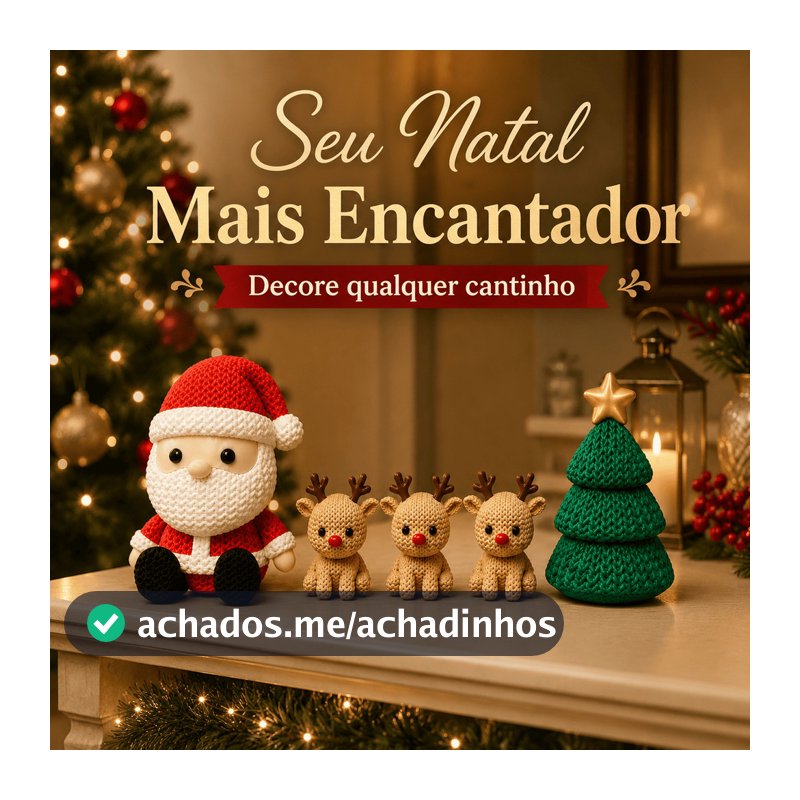 Kit Decoração Natalina Vila de Natal Papai Noel 3 Renas Árvore Presente Natal