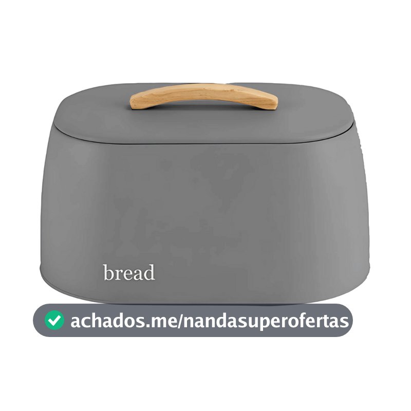 Porta Pão Bege Tampa Com Alça Bambu Sense Metalla Bread Metal Liso OU Presente Casamento Decoração