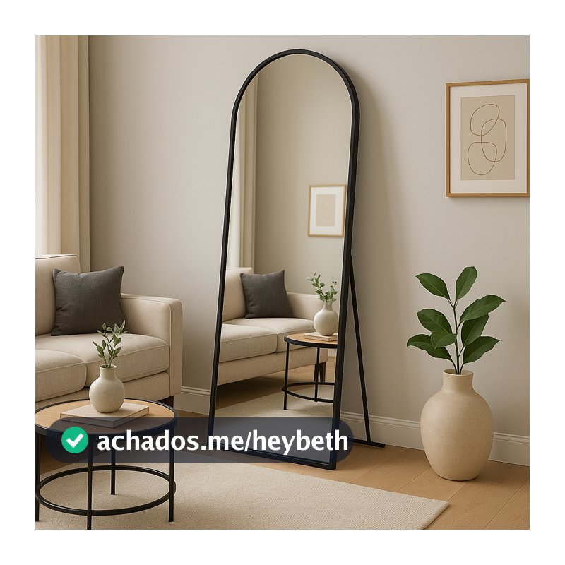 Espelho Corpo Inteiro 40cm x 110cm Grande De Chão Portal Moldura Couro Decoração Sala Loja Closet
