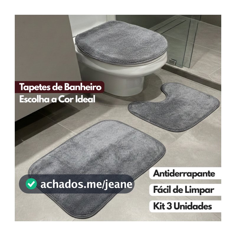 Jogos de Tapetes para Banheiro 3 Peças Algodão Pelúcia Macio Antiderrapante Conjunto