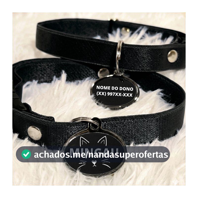 Coleira Para Gato Com Nome e Telefone Gravação Grátis Personalizada