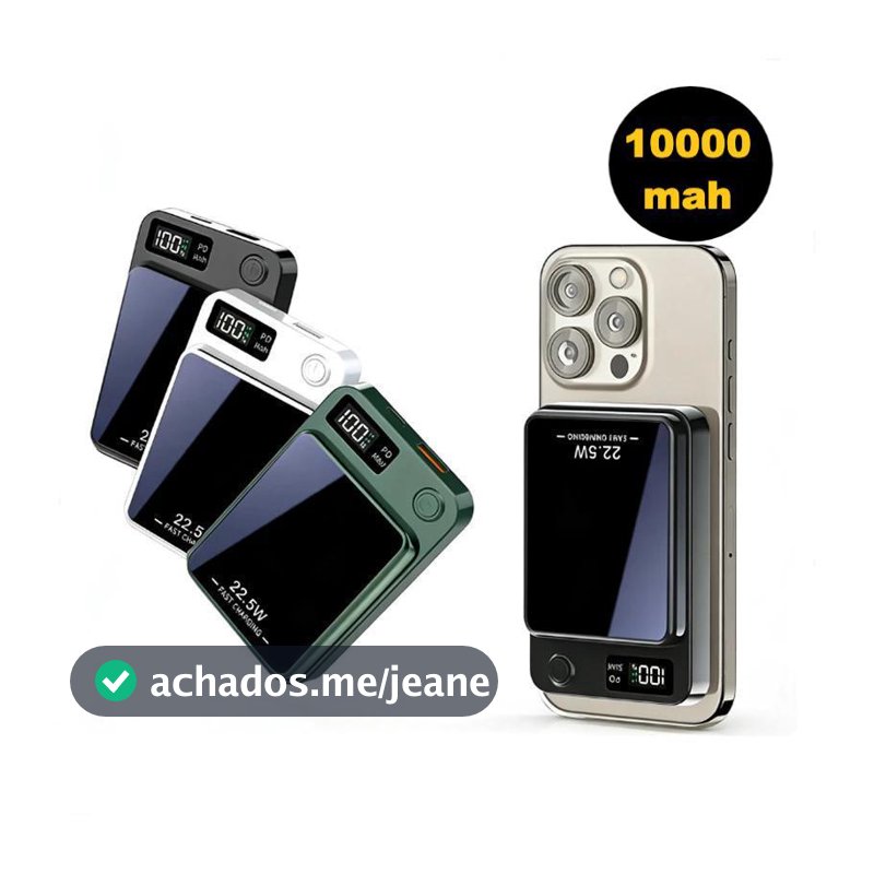 Carregador Portátil Para iPhone , Powerbank De Indução Magsafe , Carregamento rápido de 22,5 W，Bateria De 10000 mAh