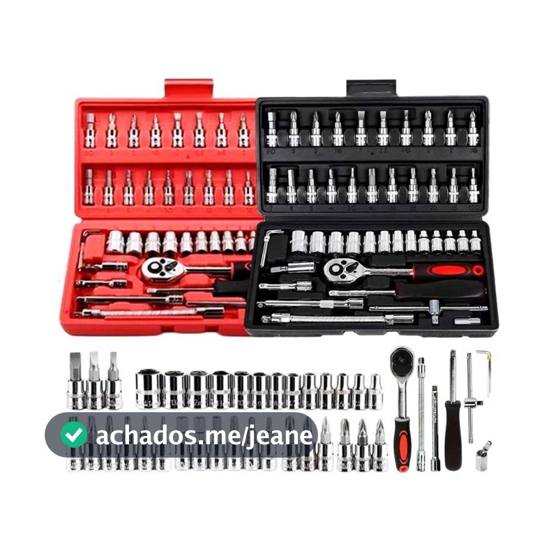 Conjunto de 40/46 Peças Jogo De Soquetes Ferramentas Chave Catraca Reversível Com Maleta Jogo