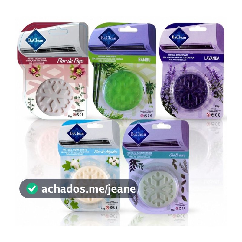 Kit 5 Pastilhas BaClean Para Ar Condicionado Aromatizante Bactericida Longa Duração