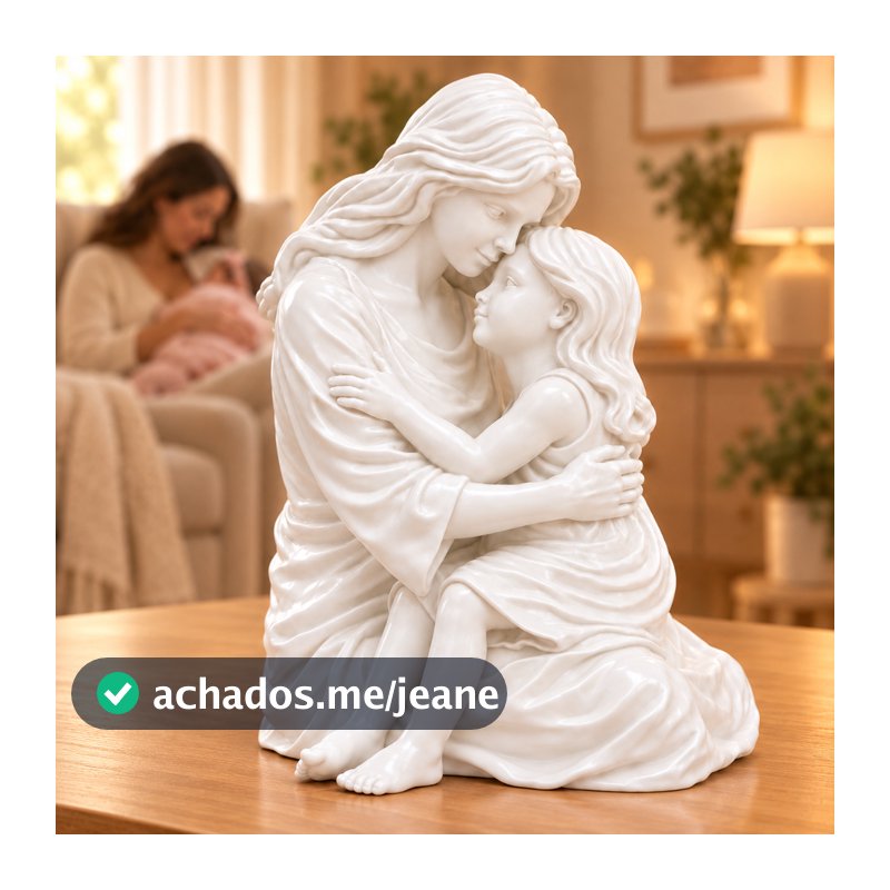 Escultura Decorativa Mãe e Filha Estátua Maternidade Família Moderna Estatueta Luxo Premium Sala Quarto Presente Grávida
