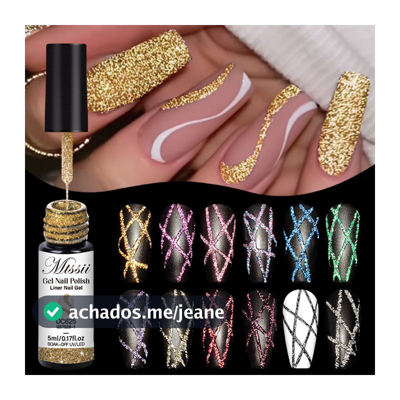 MTSSII 5ml Reflexivo Glitter Line gel Esmalte Seda Forro Suave Para Unhas Fluido Puxar Fio Cabeça Da Escova nail Art Pol